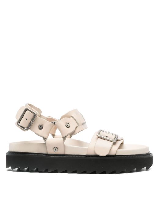Acne Leather Buckle Sandals in het Natural
