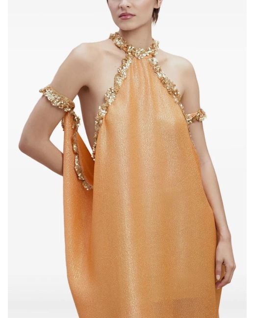 SANA OSMANI Orange Isis Sequin-Embellished Maxi Dress