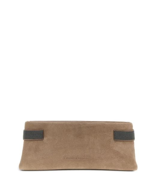 Brunello Cucinelli Natural Side-Insert Essence Clutch Bag