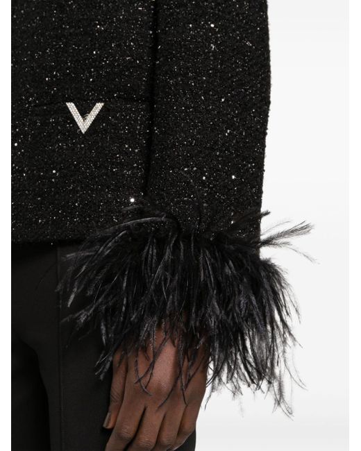 Veste Glaze à effet métallisé en tweed Valentino Garavani en coloris Black