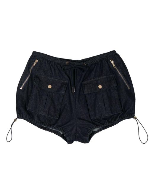 Cynthia Rowley Black Cargo-pocket Cotton Bloomer Shorts