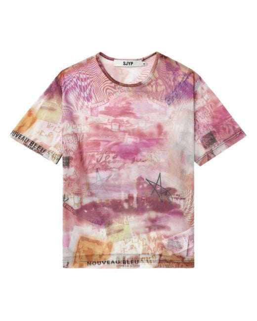 T-shirt con stampa di SJYP in Pink
