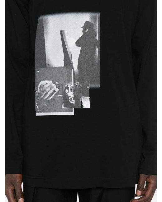 Yohji Yamamoto Langarmshirt mit grafischem Print in Black für Herren