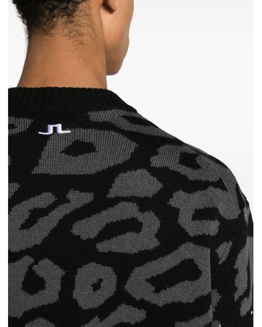 J.Lindeberg Black Olive Patterned Intarsia-knit Jumper for men