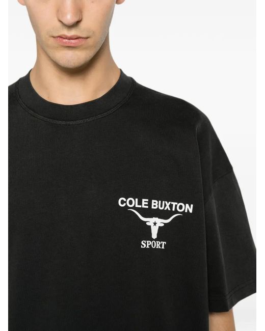 Cole Buxton Black Logo-Print Short-Sleeve T-Shirt for men