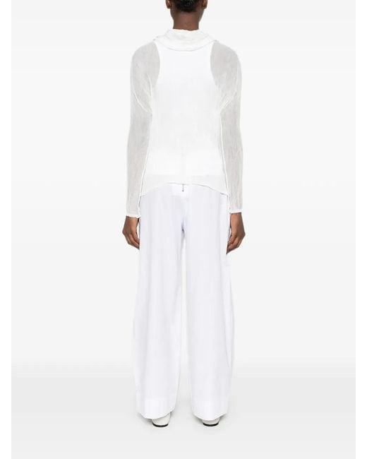Issey Miyake White Cardigan À Design Plissé