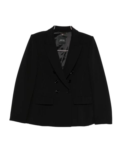 Marc Cain Black Double-Breasted Suit Jacket
