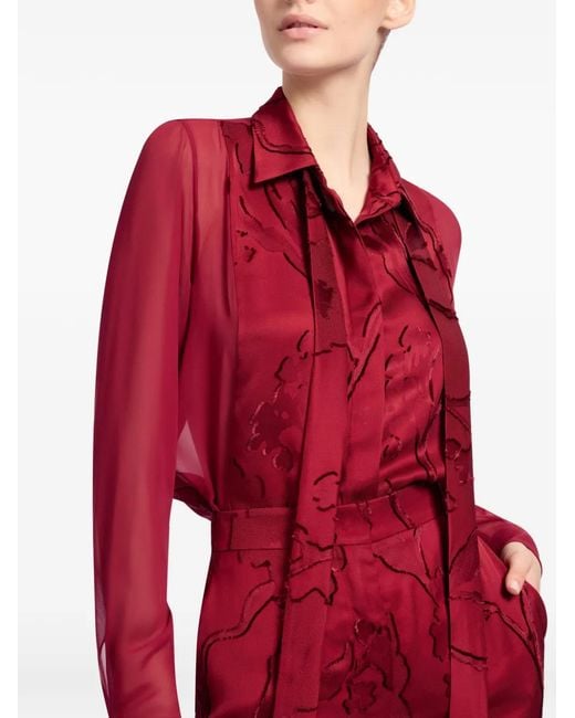 Elie Saab Red Long-Sleeve Jacquard Shirt