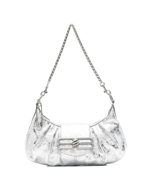 Balenciaga White Pamela Metallised-Leather Shoulder Bag