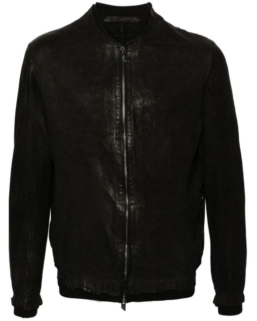 Salvatore Santoro Black Zip-up Leather Bomber Jacket for men