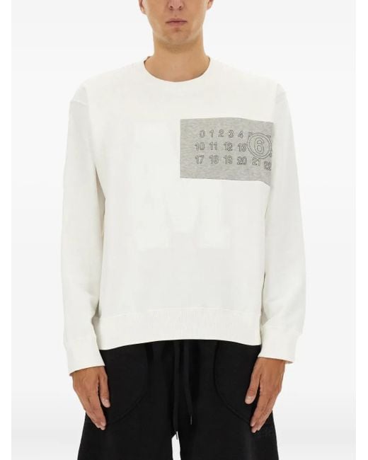 MM6 by Maison Margiela White Numbers-Motif Sweatshirt for men