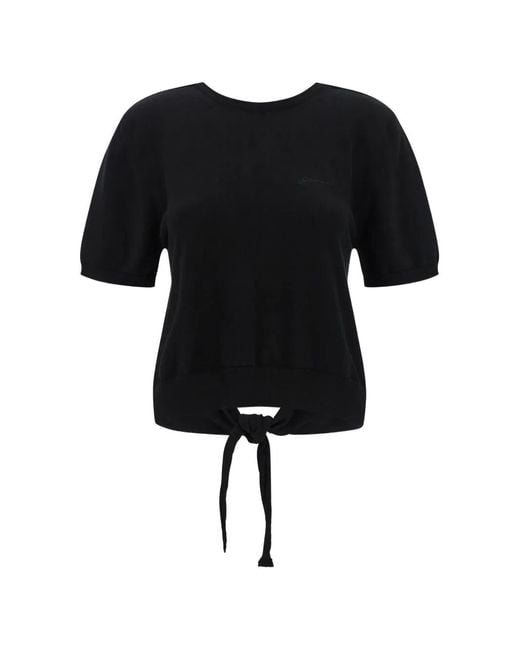Ganni Black Embroidered Bare-Back Sweater