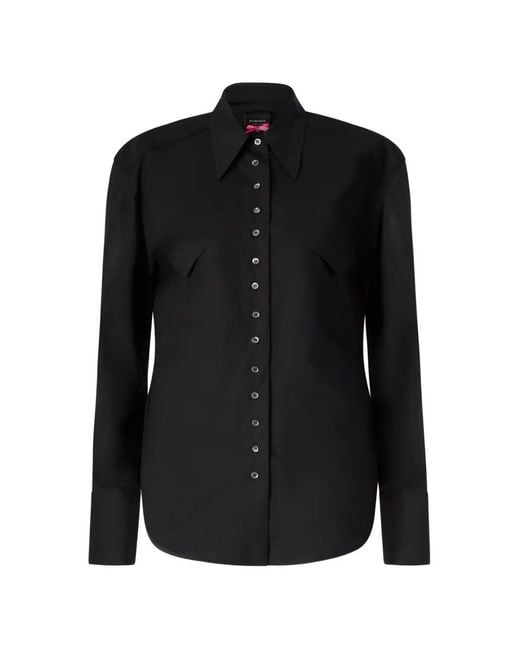 Pinko Black Tie-Fastening Button-Up Shirt