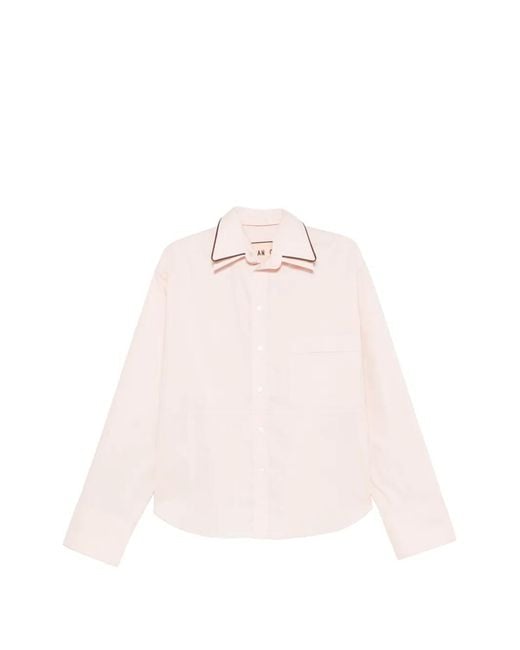 Plan C Pink Contrast-Trimmed Chest-Pocket Shirt for men