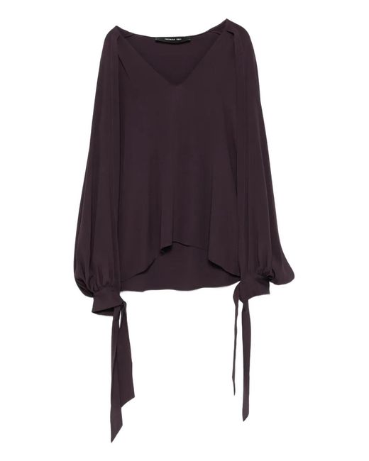 FEDERICA TOSI Purple Ballon-Sleeve Cut-Out Blouse