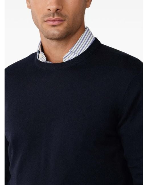Hackett Blue Elbow-Patch Crew-Neck Sweater for men
