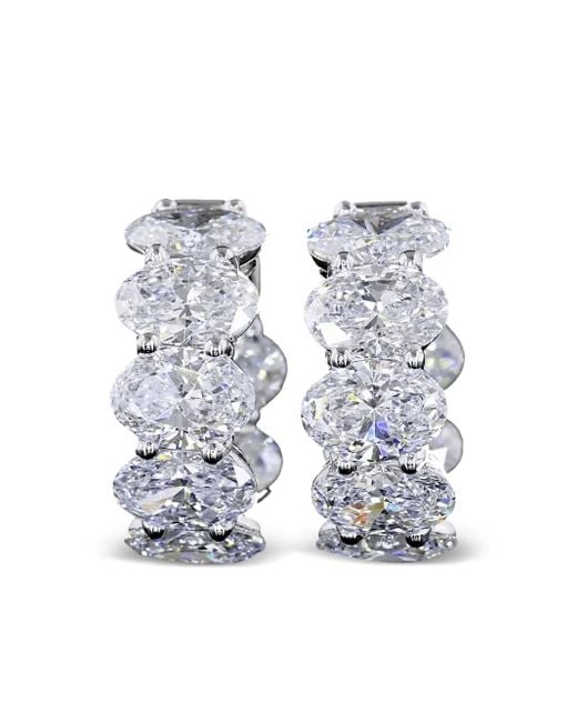 Pendientes huggie en oro blanco de 14 ct con diamantes Jewels Aficionado de color White