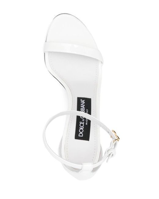 Dolce & Gabbana White 100mm Leather Sandals
