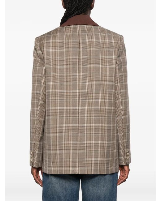 Maje Brown Checked Removable-Collar Blazer