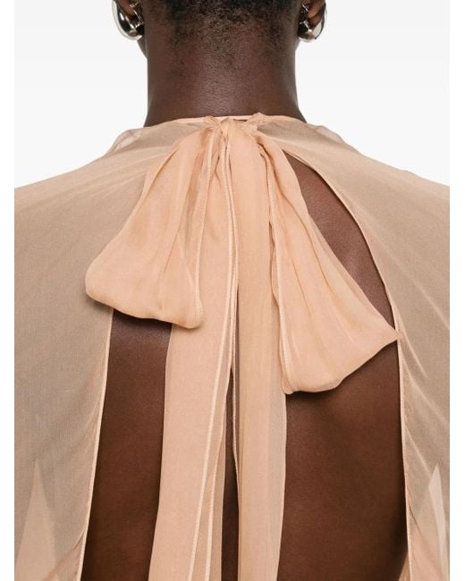 Alberta Ferretti White Kleid Mit Neckholder-Overlay
