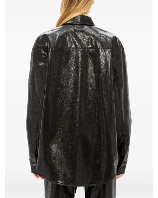 MSGM Black Zip-Up Collared Coat