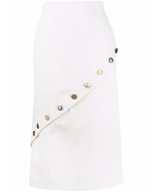 McQueen White High-Waisted Asymmetric-Hem Skirt