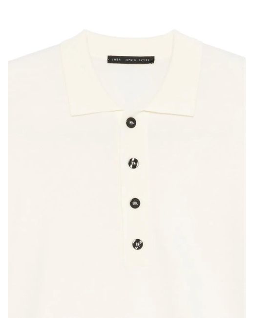Low Brand White Button-Placket Polo Shirt for men