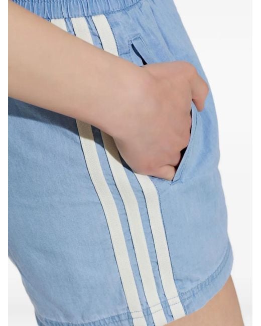 Adidas Blue Summer Glow Logo-Embroidered Side-Stripe Shorts