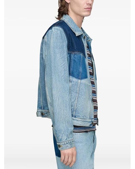 Maison Margiela Blue Patchwork Denim Jacket for men