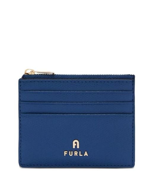 Furla Blue Camelia Textured Card Case