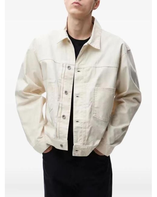 Neighborhood White Patch-Pocket Buttoned Denim Jacket for men