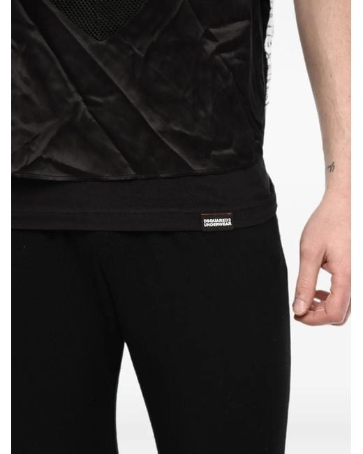 DSquared² Black Lace-Trimmed Layered Tank Top for men