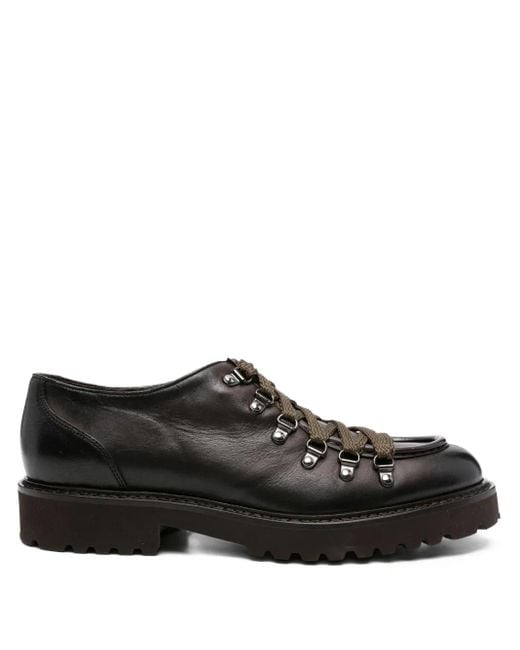 Doucal's Black Lace-up Leather Derby Shoes for men
