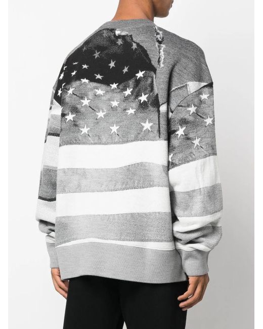 Palm Angels Gray Stars And Stripes-print Sweatshirt for men