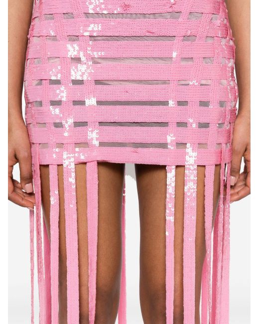 Pinko Pink Gladiatore Sequinned Miniskirt