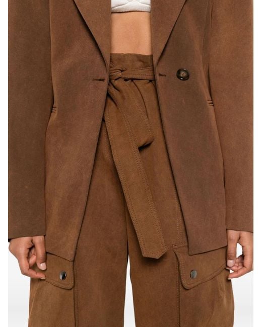 ANDAMANE Brown Belted Cargo Trousers