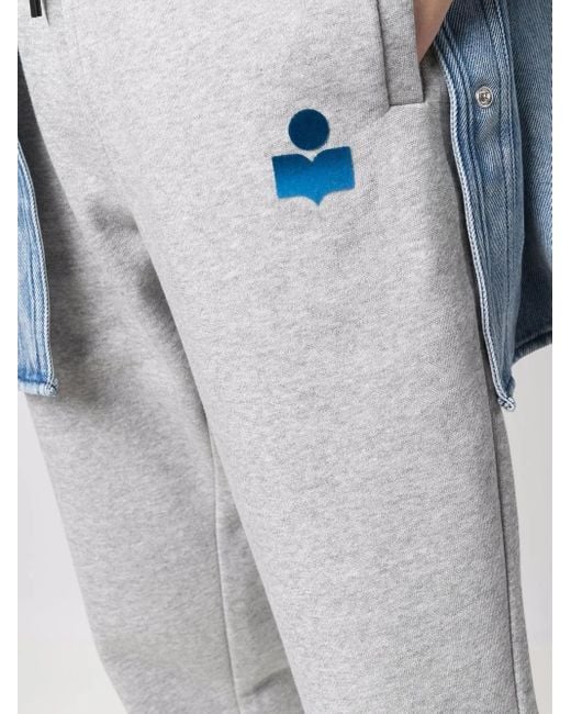 Isabel Marant Gray Logo-Patch Track Pants