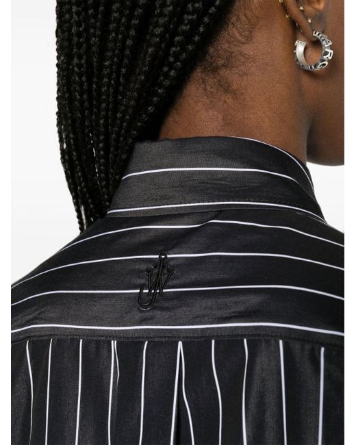 J.W. Anderson Black Asymmetric Striped Cotton Shirtdress