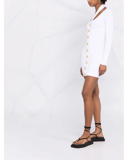 Balmain White Backless Knitted Dress