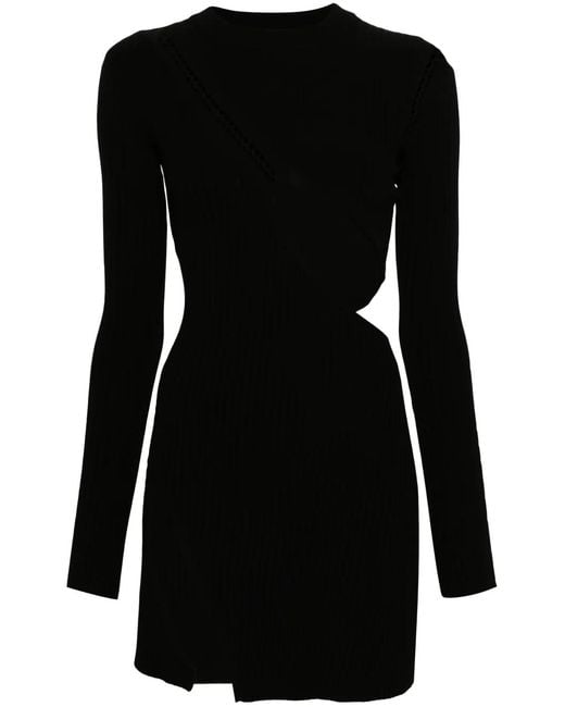 The Attico Black Cut-Out Ribbed Knit Minidress