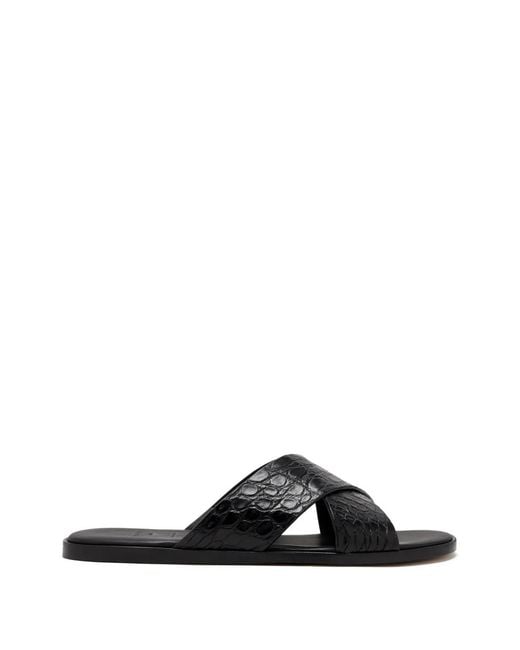 Magnanni Shoes Black Criss-Cross Sandals for men