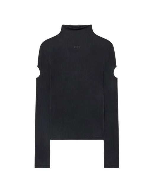 Off-White c/o Virgil Abloh Blue Cupro Rib Meteor Long Sleeve Top