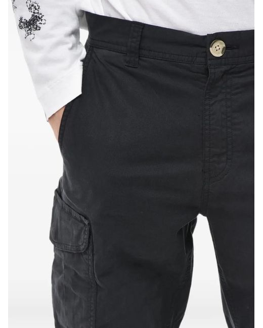 Woolrich Blue Logo-Patch Cargo Pants for men