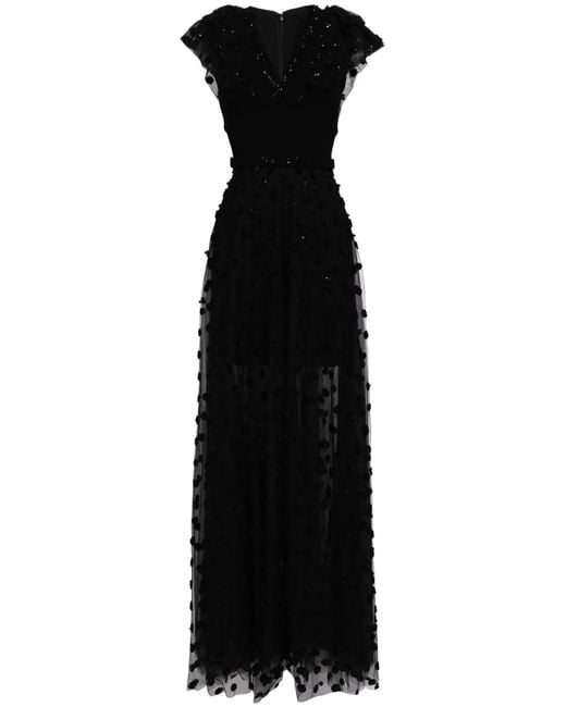 Saiid Kobeisy Black Beaded Tulle Gown