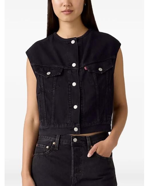 Levi's Blue Collarless Buttoned Vest