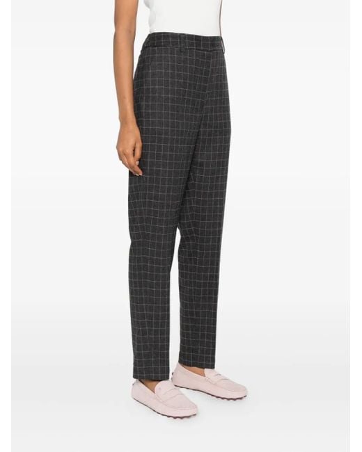 Niu Gray Grid-Pattern Straight Trousers