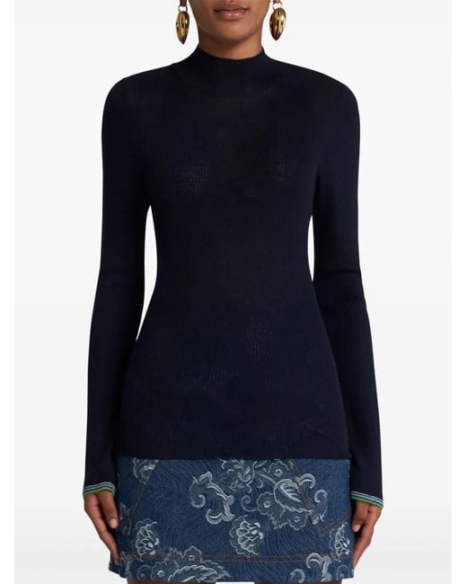 Etro Blue Ribbed Sweater