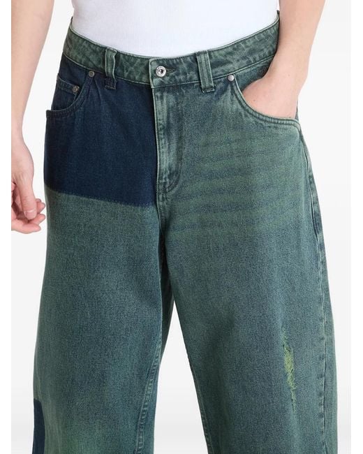 Dime Green Jean À Design Patchwork for men
