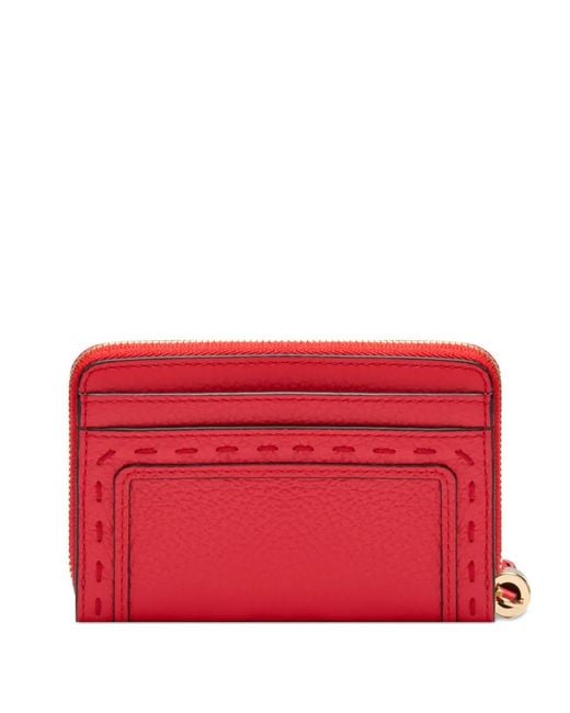 Lancel Red Tassel Zip-Around Wallet
