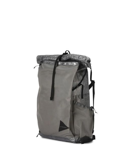 And Wander Gray Logo-Print Backpack for men